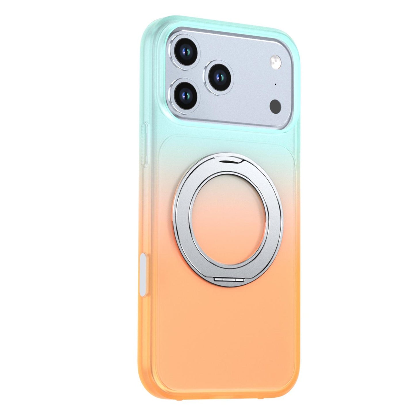 For iPhone 17 Pro Max Phantom Skin Feel Gradient 360 Degree Rotating Holder Phone Case(Orange)