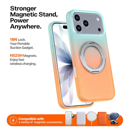 For iPhone 17 Pro Max Phantom Skin Feel Gradient 360 Degree Rotating Holder Phone Case(Orange)