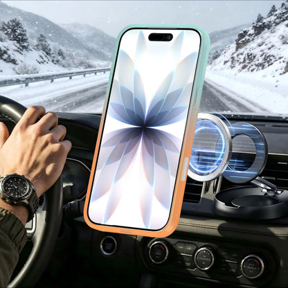For iPhone 17 Pro Max Phantom Skin Feel Gradient 360 Degree Rotating Holder Phone Case(Orange)