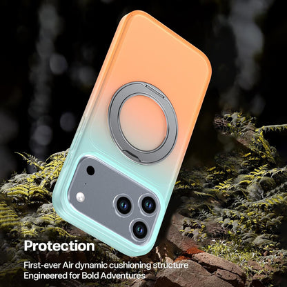 For iPhone 17 Pro Max Phantom Skin Feel Gradient 360 Degree Rotating Holder Phone Case(Orange)
