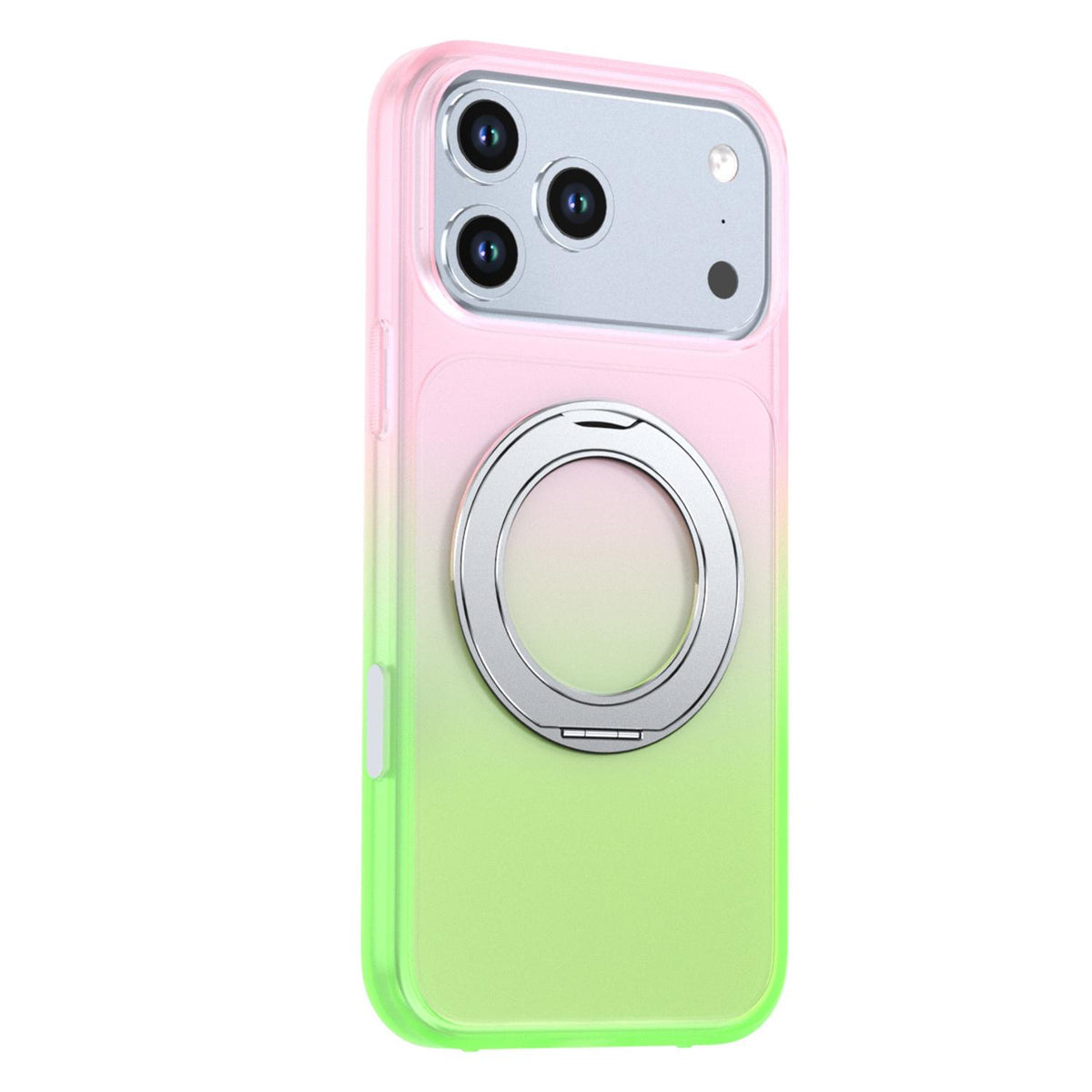 For iPhone 17 Pro Max Phantom Skin Feel Gradient 360 Degree Rotating Holder Phone Case - Pink - EDA009999001B