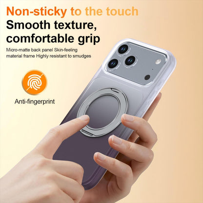 For iPhone 17 Pro Max Phantom Skin Feel Gradient 360 Degree Rotating Holder Phone Case(Grey)