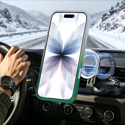 For iPhone 17 Pro Max Phantom Skin Feel Gradient 360 Degree Rotating Holder Phone Case(Green)