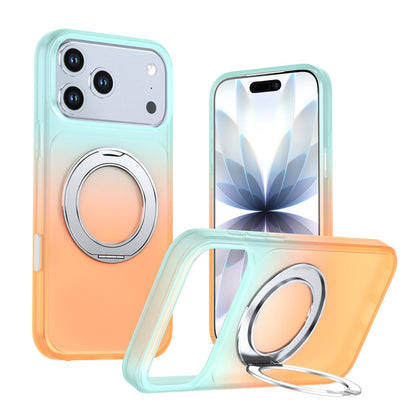 For iPhone 17 Pro Phantom Skin Feel Gradient 360 Degree Rotating Holder Phone Case(Orange)