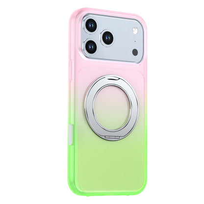 For iPhone 17 Pro Phantom Skin Feel Gradient 360 Degree Rotating Holder Phone Case(Pink)