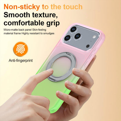 For iPhone 17 Pro Phantom Skin Feel Gradient 360 Degree Rotating Holder Phone Case(Pink)