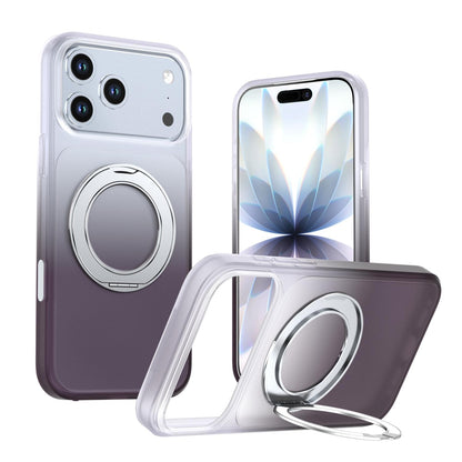 For iPhone 17 Pro Phantom Skin Feel Gradient 360 Degree Rotating Holder Phone Case(Grey)