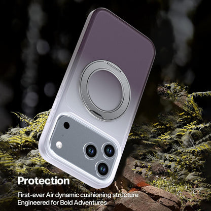 For iPhone 17 Pro Phantom Skin Feel Gradient 360 Degree Rotating Holder Phone Case(Grey)