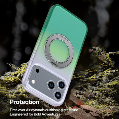 For iPhone 17 Pro Phantom Skin Feel Gradient 360 Degree Rotating Holder Phone Case(Green)