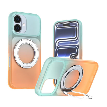 For iPhone 17 Phantom Skin Feel Gradient 360 Degree Rotating Holder Phone Case(Orange)