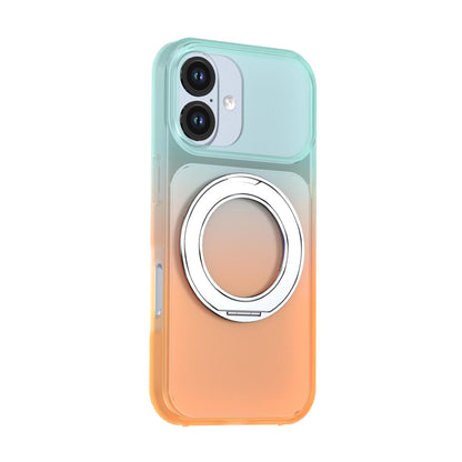 For iPhone 17 Phantom Skin Feel Gradient 360 Degree Rotating Holder Phone Case(Orange)