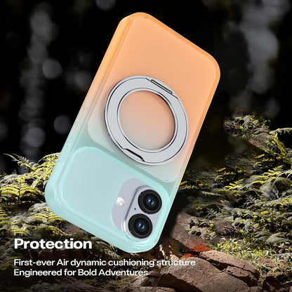For iPhone 17 Phantom Skin Feel Gradient 360 Degree Rotating Holder Phone Case(Orange)