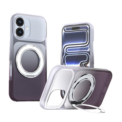 For iPhone 17 Phantom Skin Feel Gradient 360 Degree Rotating Holder Phone Case(Grey)