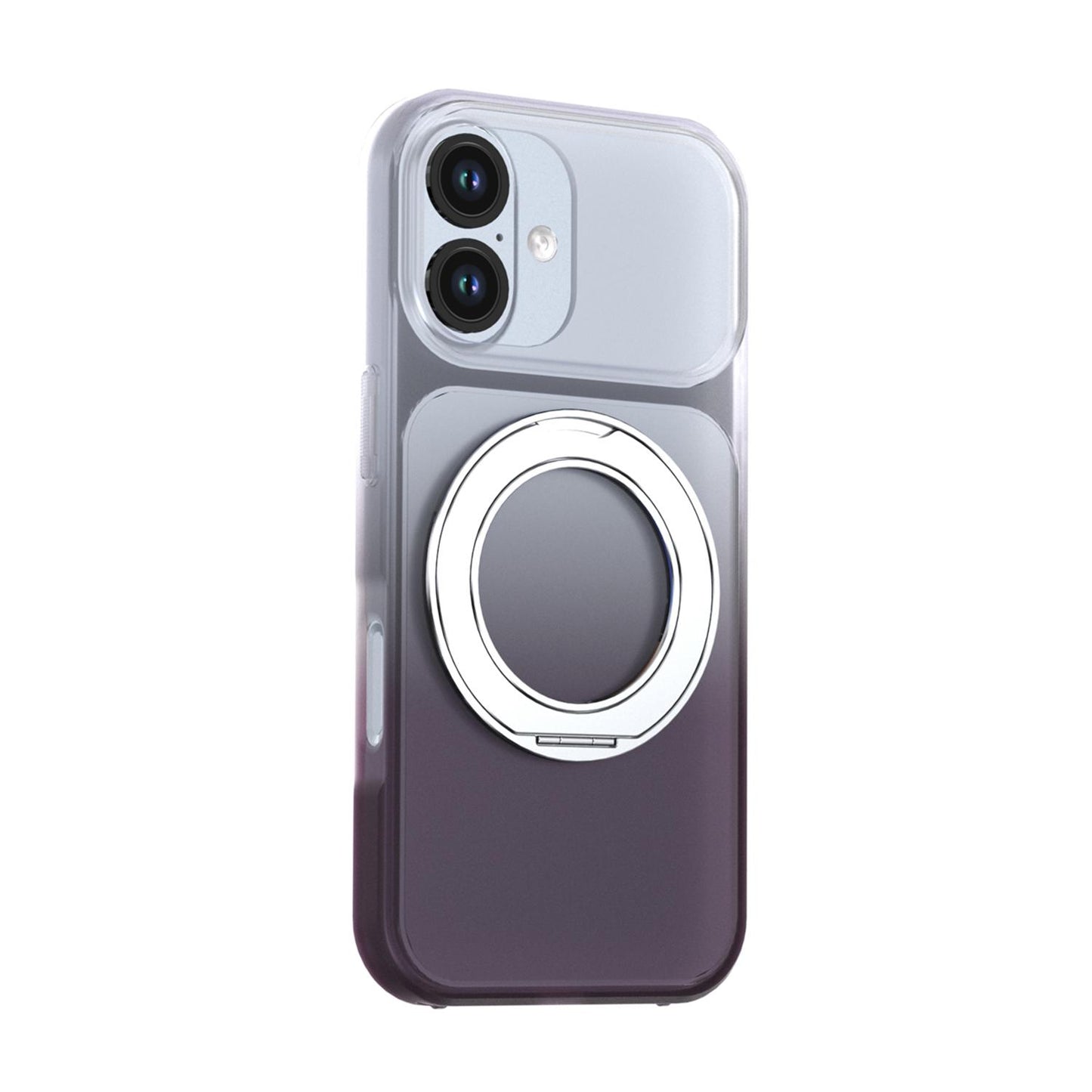 For iPhone 17 Phantom Skin Feel Gradient 360 Degree Rotating Holder Phone Case(Grey)