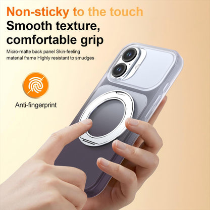 For iPhone 17 Phantom Skin Feel Gradient 360 Degree Rotating Holder Phone Case(Grey)