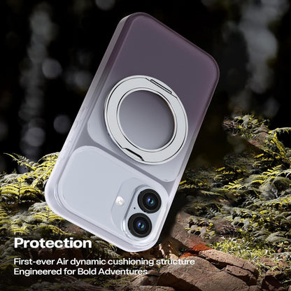 For iPhone 17 Phantom Skin Feel Gradient 360 Degree Rotating Holder Phone Case(Grey)
