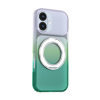 For iPhone 17 Phantom Skin Feel Gradient 360 Degree Rotating Holder Phone Case(Green)