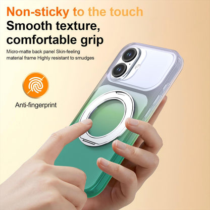 For iPhone 17 Phantom Skin Feel Gradient 360 Degree Rotating Holder Phone Case(Green)