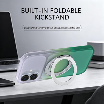 For iPhone 17 Phantom Skin Feel Gradient 360 Degree Rotating Holder Phone Case(Green)