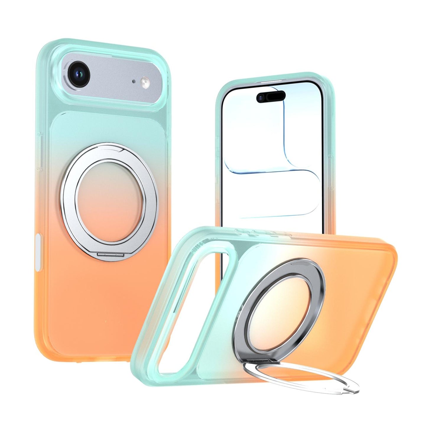 For iPhone Air Phantom Skin Feel Gradient 360 Degree Rotating Holder Phone Case(Orange)