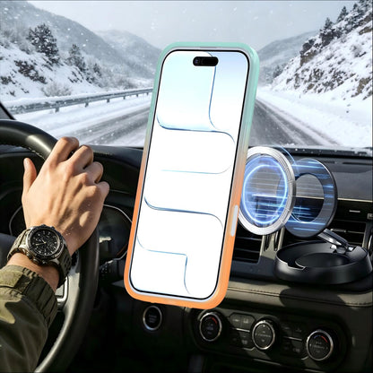 For iPhone Air Phantom Skin Feel Gradient 360 Degree Rotating Holder Phone Case(Orange)