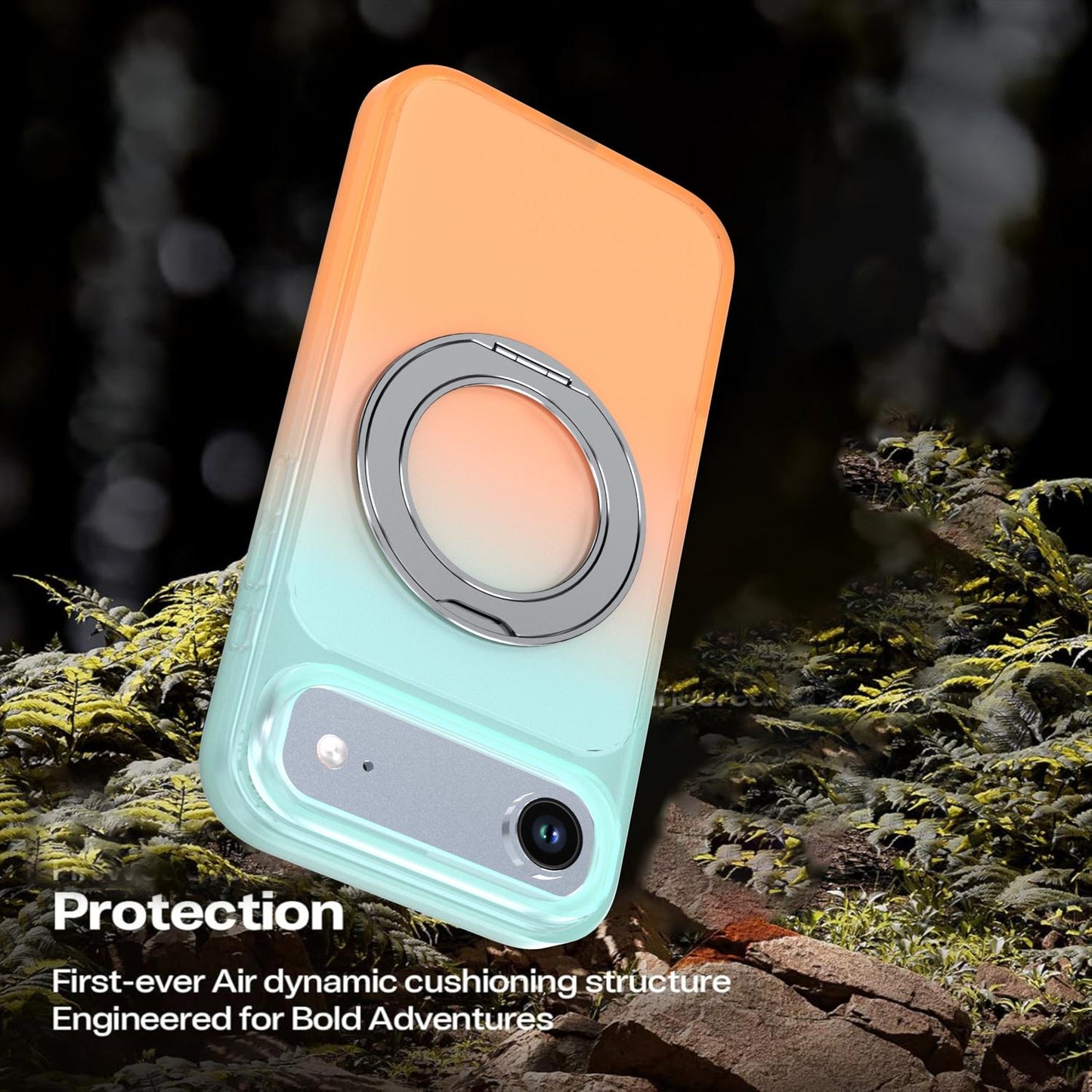 For iPhone Air Phantom Skin Feel Gradient 360 Degree Rotating Holder Phone Case(Orange)