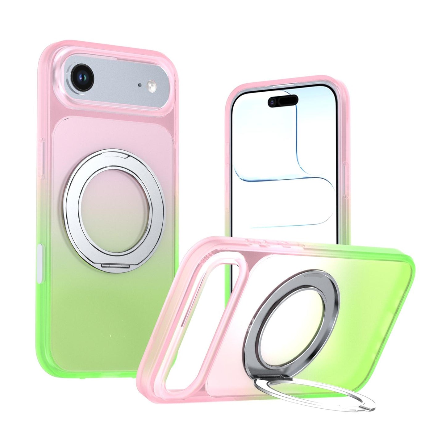For iPhone Air Phantom Skin Feel Gradient 360 Degree Rotating Holder Phone Case(Pink)