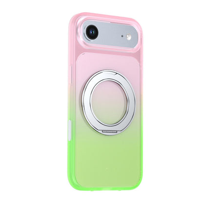 For iPhone Air Phantom Skin Feel Gradient 360 Degree Rotating Holder Phone Case(Pink)