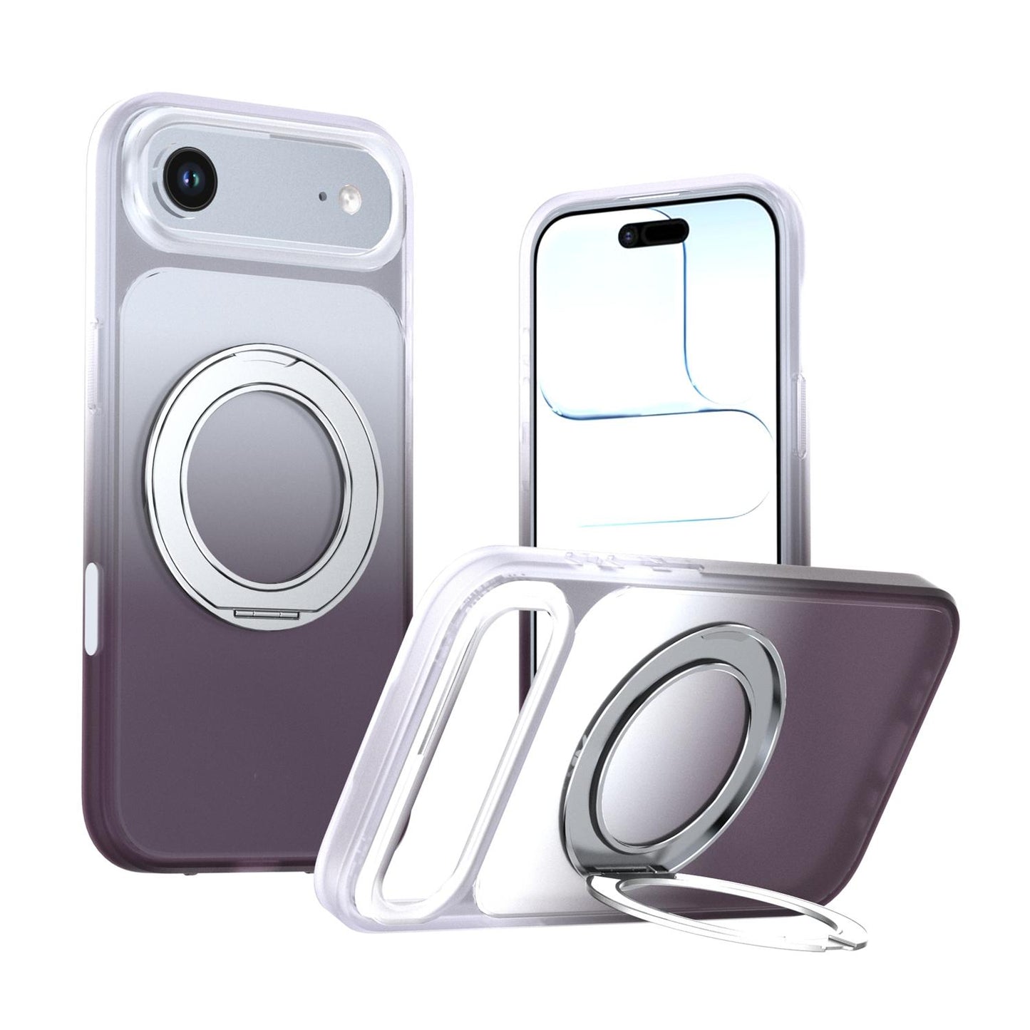 For iPhone Air Phantom Skin Feel Gradient 360 Degree Rotating Holder Phone Case(Grey)