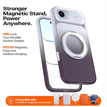 For iPhone Air Phantom Skin Feel Gradient 360 Degree Rotating Holder Phone Case(Grey)