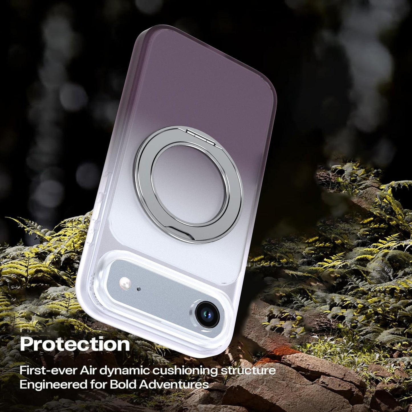 For iPhone Air Phantom Skin Feel Gradient 360 Degree Rotating Holder Phone Case(Grey)