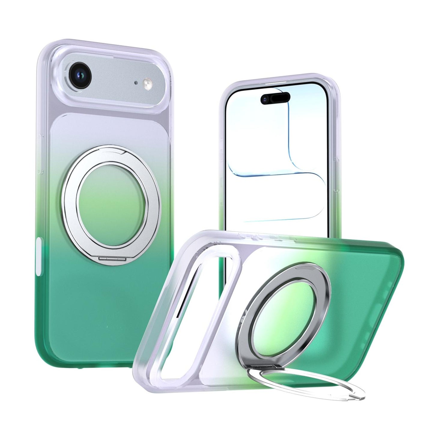 For iPhone Air Phantom Skin Feel Gradient 360 Degree Rotating Holder Phone Case(Green)