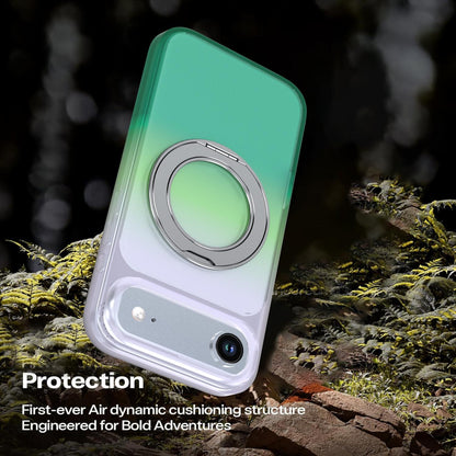 For iPhone Air Phantom Skin Feel Gradient 360 Degree Rotating Holder Phone Case(Green)