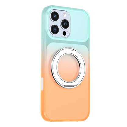 For iPhone 16 Pro Max Phantom Skin Feel Gradient 360 Degree Rotating Holder Phone Case(Orange)
