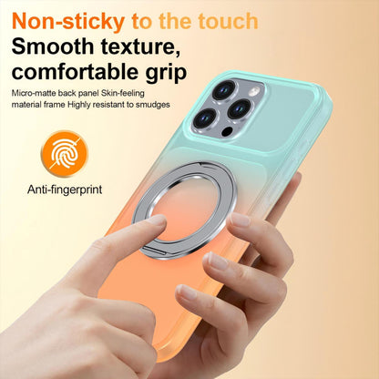 For iPhone 16 Pro Max Phantom Skin Feel Gradient 360 Degree Rotating Holder Phone Case(Orange)