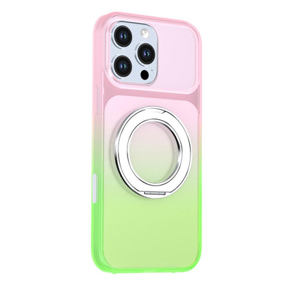 For iPhone 16 Pro Max Phantom Skin Feel Gradient 360 Degree Rotating Holder Phone Case(Pink)