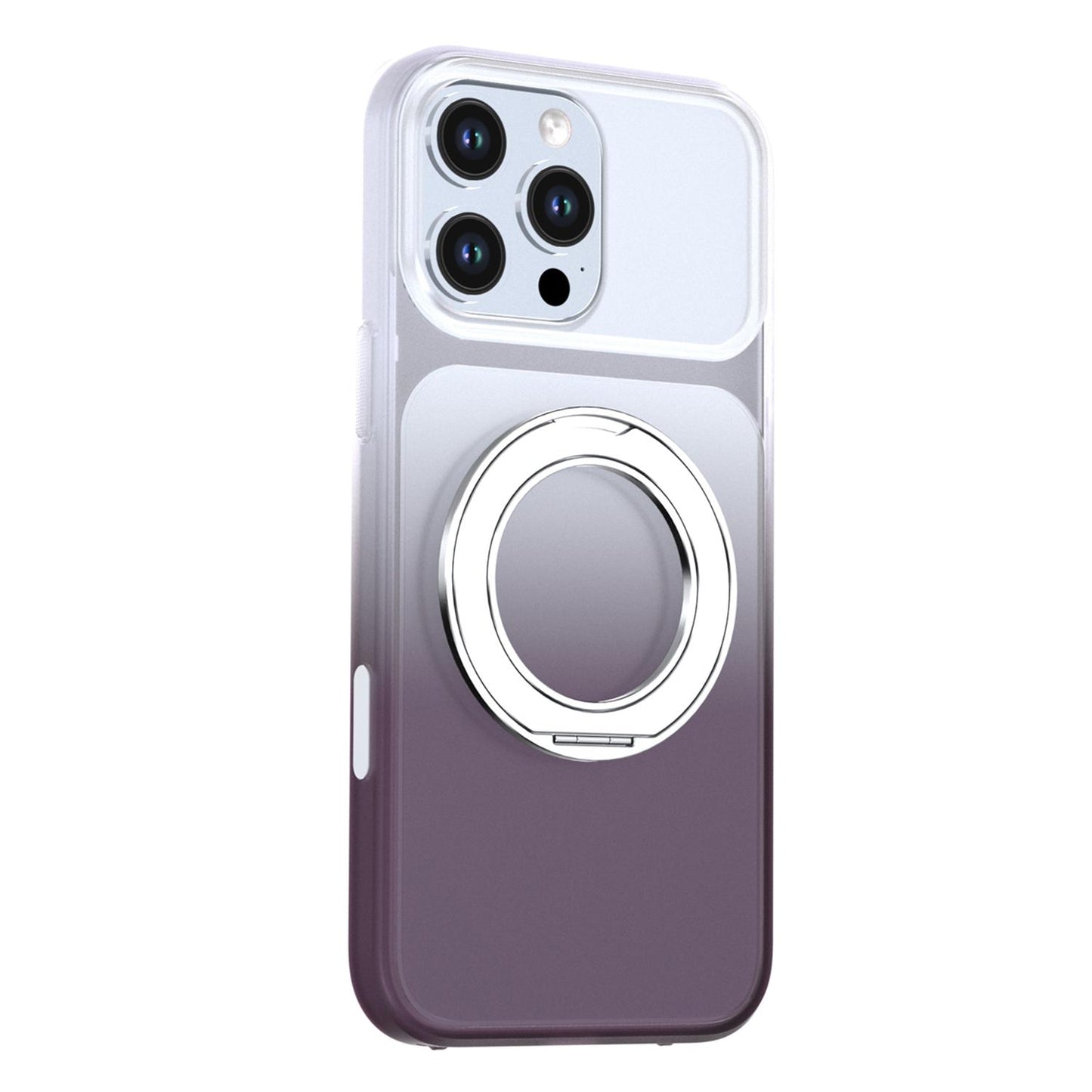 For iPhone 16 Pro Max Phantom Skin Feel Gradient 360 Degree Rotating Holder Phone Case(Grey)