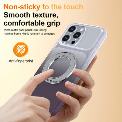 For iPhone 16 Pro Max Phantom Skin Feel Gradient 360 Degree Rotating Holder Phone Case(Grey)