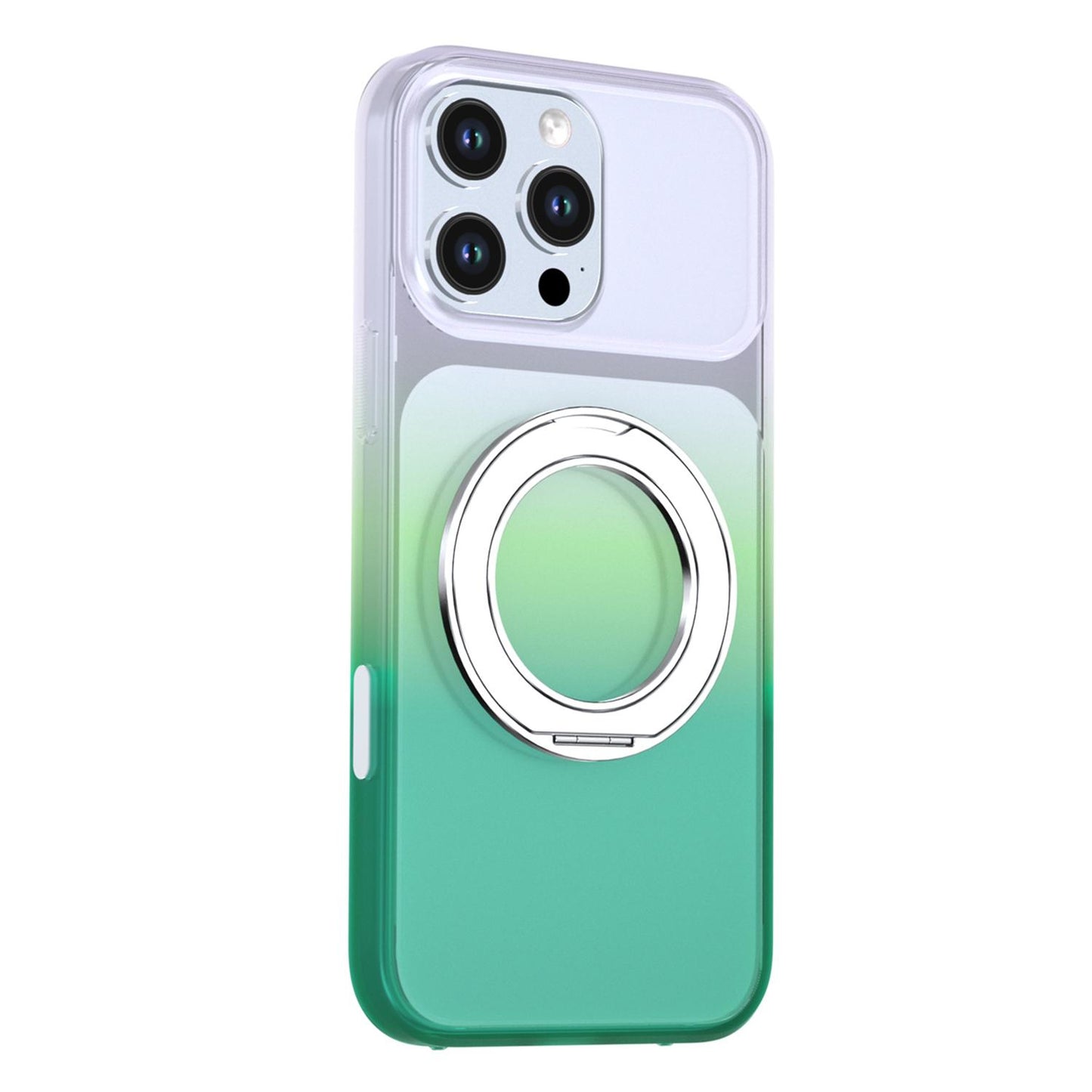 For iPhone 16 Pro Max Phantom Skin Feel Gradient 360 Degree Rotating Holder Phone Case(Green)
