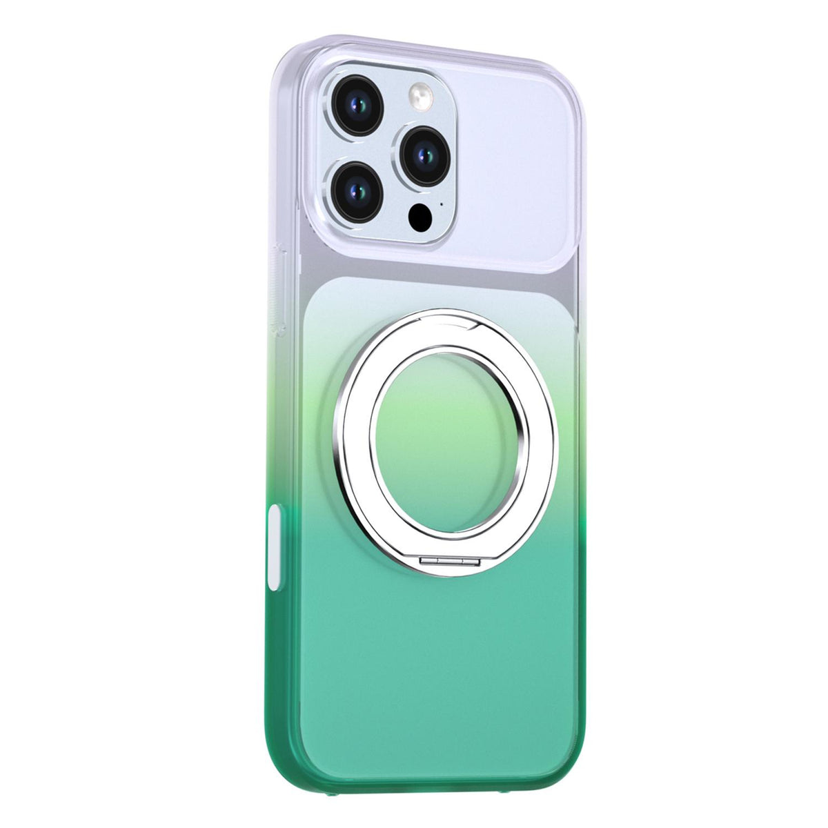 For iPhone 16 Pro Max Phantom Skin Feel Gradient 360 Degree Rotating Holder Phone Case - Green - EDA009999005D