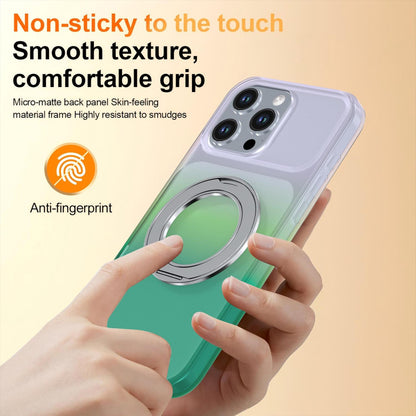 For iPhone 16 Pro Max Phantom Skin Feel Gradient 360 Degree Rotating Holder Phone Case(Green)