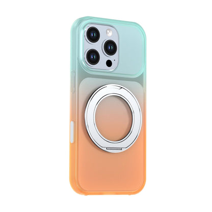 For iPhone 16 Pro Phantom Skin Feel Gradient 360 Degree Rotating Holder Phone Case(Orange)