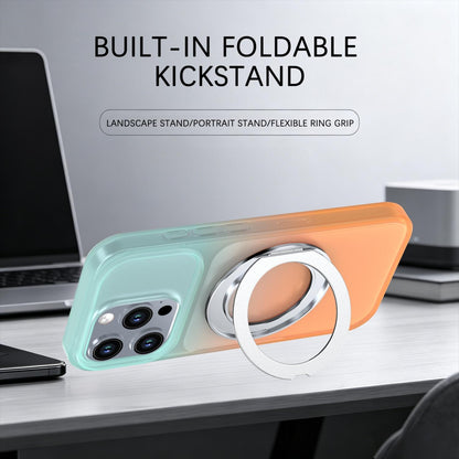 For iPhone 16 Pro Phantom Skin Feel Gradient 360 Degree Rotating Holder Phone Case(Orange)