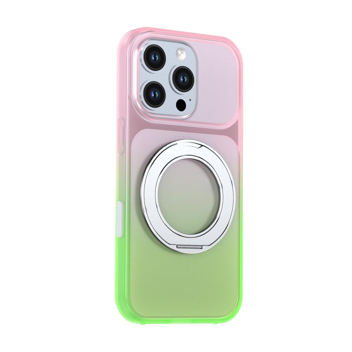 For iPhone 16 Pro Phantom Skin Feel Gradient 360 Degree Rotating Holder Phone Case - Pink - EDA009999006B