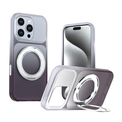 For iPhone 16 Pro Phantom Skin Feel Gradient 360 Degree Rotating Holder Phone Case(Grey)