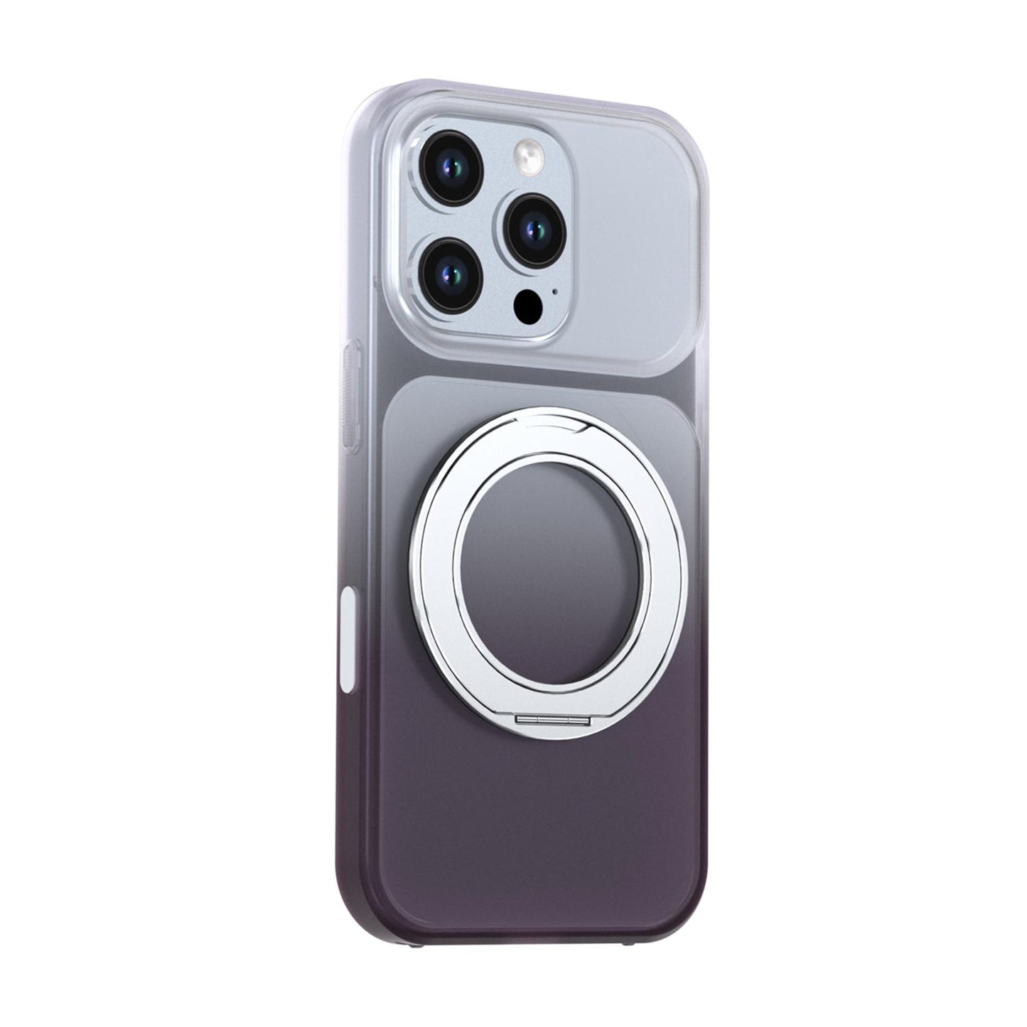 For iPhone 16 Pro Phantom Skin Feel Gradient 360 Degree Rotating Holder Phone Case(Grey)