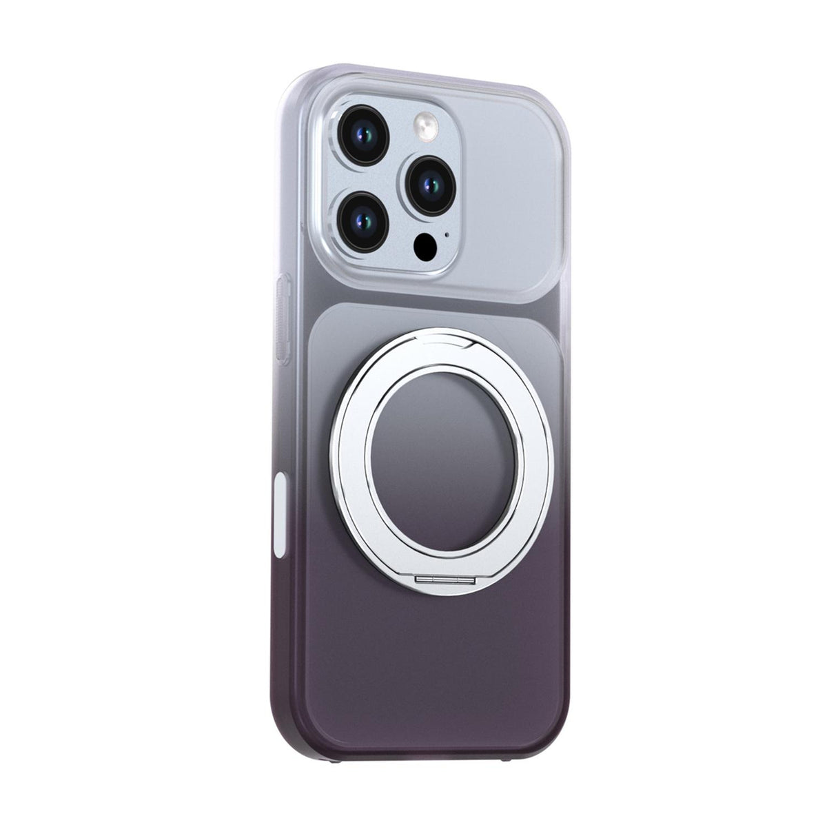 For iPhone 16 Pro Phantom Skin Feel Gradient 360 Degree Rotating Holder Phone Case - Grey - EDA009999006C