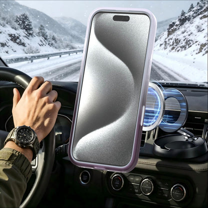 For iPhone 16 Pro Phantom Skin Feel Gradient 360 Degree Rotating Holder Phone Case(Grey)