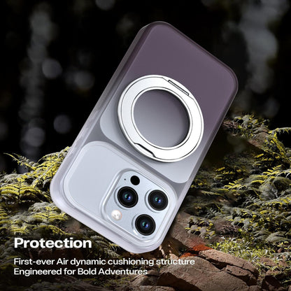 For iPhone 16 Pro Phantom Skin Feel Gradient 360 Degree Rotating Holder Phone Case(Grey)