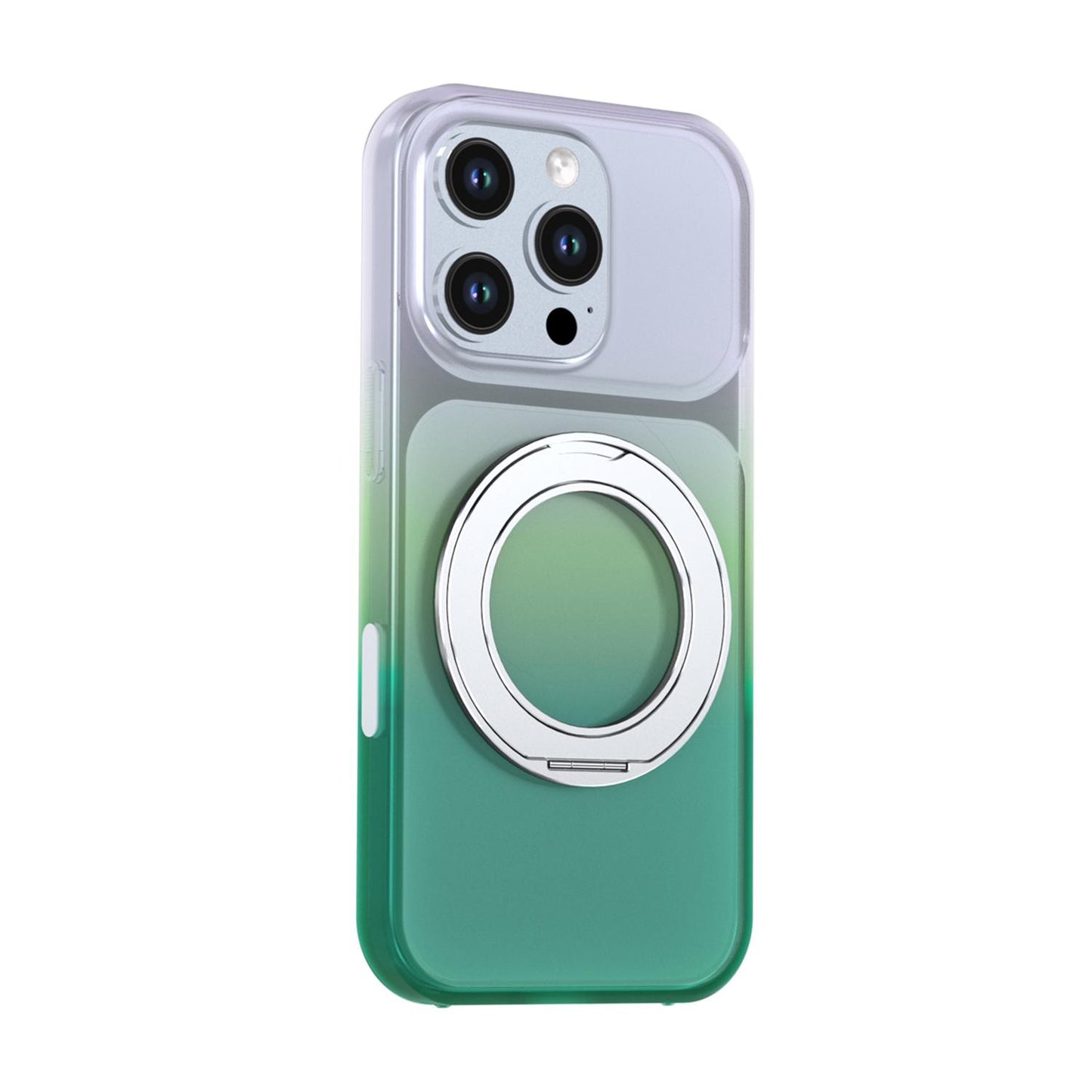 For iPhone 16 Pro Phantom Skin Feel Gradient 360 Degree Rotating Holder Phone Case(Green)